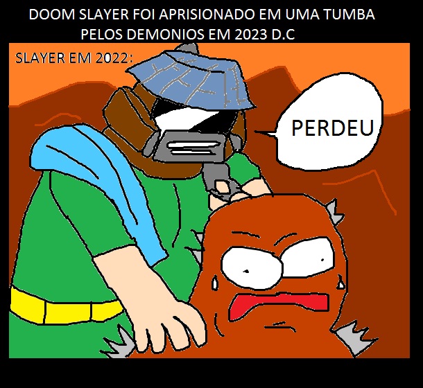 DoomSlayer foi aprisionado em uma tumba pelos demônios em 2023 d.C.