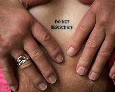 Mary Wohlford's 'Do Not Resuscitate' tattoo