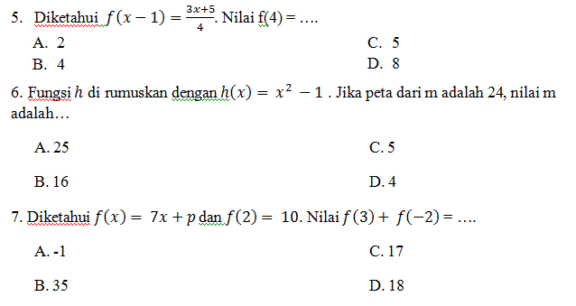 Soal Relasi Fungsi Matematika