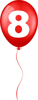globo rojo con un numero 8 dentro, 8 dentro de un globo rojo, 8 años de matrimonio, 8 meses de novios, 8 aniversario