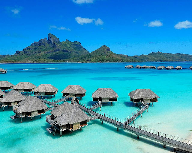 tahiti bora bora paradise luxury accommodation, borabora best hotels beach huts water bungalow holiday resort, four seasons, romantic, honeymoon