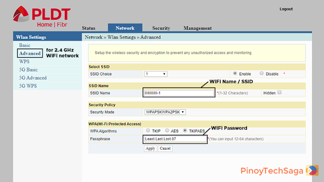 Change PLDT Fiber (Fibr) wifi password - for the 2.4GHz network