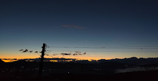 Moon over the pre dawn glow