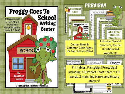 Fern Smith's Classroom Ideas Back to School with the TPT Sale and my Favorite Froggy Goes to School Writing Center!