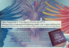 A government watchdog and anti-corruption advocate Action for Good Governance has raised the alarm about the possibility of Filipino travelers getting detained and deported back to the Philippines after they have discovered alleged unauthorized changes in materials and security features of the new digital passport or e-passport.  The group's convenor, Atty. Argee Guevarra, argues that the quality of the new batch of passports are substandard. He showed a leaf from a supposed newly printed passport given to him by his informant, saying the new print is thinner and the embedded watermarks are not that clear.  This apparent change may cause the passports to be suspected as fake or forgeries and will not pass the reading machines at airports locally and internationally. This might result in possible detention and deportation of Filipino passport holders. The scenario would be “a nightmare” for OFWs who may end up jobless and detained abroad.  The DFA, under former Sec. Alberto del Rosario, touted the new e-passport in 2016. The new design was unveiled during former President Aquino’s visit to the Asian Productivity Organization - Production Unit’s high-security printing plant at Lima Technology Center in Batangas, which currently prints the BIR’s excise stamps. APO-PU later granted United Graphic Expression Corporation, a private company, a ten-year P39 Billion contract to print 150,000 to 200,000 new passports and renewals annually.  The passport's electronic covers which contain the chip are being assembled in Europe, while booklet printing is being done by the Bangko Sentral ng Pilipinas and the personalization by the Department of Foreign Affairs. A whistle-blower allegedly told Guevarra that the APO-PU UGEC deal was without DFA permission - at a time when the backlog for passport applications were at its height.  Upon his appointment as DFA Secretary under President Duterte, Sec. Perfecto Yasay has considered the APO-PU deal with UGC anomalous. Only three entities are supposed to handle the printing of passports - the Bangko Sentral ng Pilipinas, the National Printing Office, and the Asian Productivity Organization-Production Unit. Yasay did not get confirmation as DFA Secretary. President Duterte then appointed Senator Alan Peter Cayetano to the post.  Guevarra has asked Foreign Affairs Secretary Alan Peter Cayetano to look into the issue. The secretary is considering a review, however the passports with questionable materials are scheduled for release in the next few months.  Among the security features in the new e-Passport is the use of a latent image which is visible only when the document is viewed at a certain angle, ultraviolet ink only visible under UV light, watermark, the use of a different security background design for every visa page to prevent VISA page tampering, and laser perforation for the unique document number perforate on the passport’s inside pages.  It uses the intaglio printing technique which is usually used in printing paper money.  “The unique formulation and design of these materials are security features in themselves, much like the paper and ink used for Philippine currency,” Guevarra said in his statement.