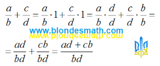 Сложение дробей с разными знаменателями. Сложение дробей формула. Математика для блондинок.