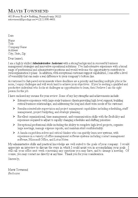 sample receptionist cover letter example