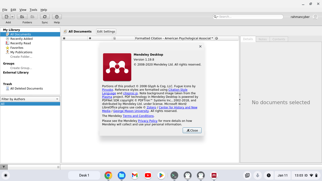 mendeley desktop dashboard