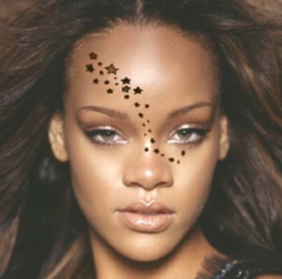 Here's an example picture of Rihanna's tattoo. star tattoo rihanna tattoo.