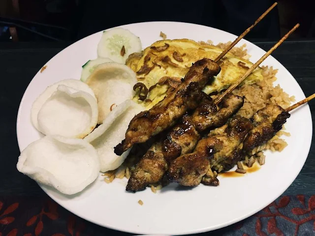 Nasi goreng and chicken satay at Warung Indo