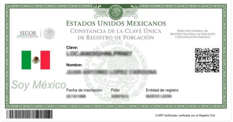 Curp Renapo Mexico Nuevo Formato Certificado y Actualizado