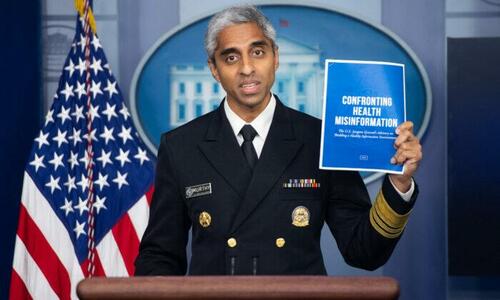 Surgeon General Dr. Vivek H. Murthy speaks during a press briefing in the Brady Briefing Room of the White House in Washington on July 15, 2021.