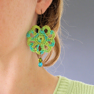 easy crochet lace PDF pattern peacock jewelry earrings