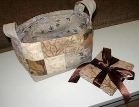 fabric basket and coasters