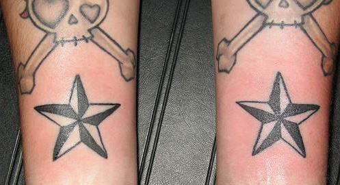Matching star tattoos on wrists Afi Star tattoos Stars tattooed on foot