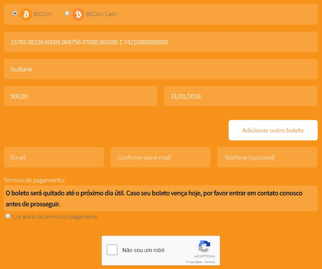 Pagar boleto com Bitcoin Nubank