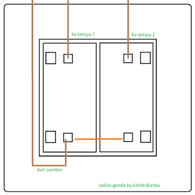 Rangkaian kabel pada Saklar seri/ganda