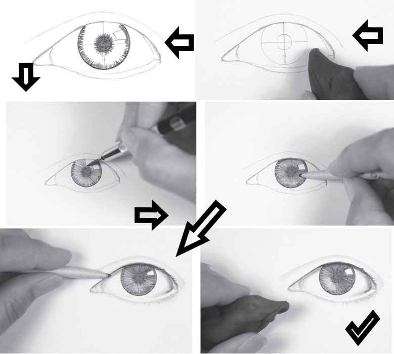процесс рисования глаза