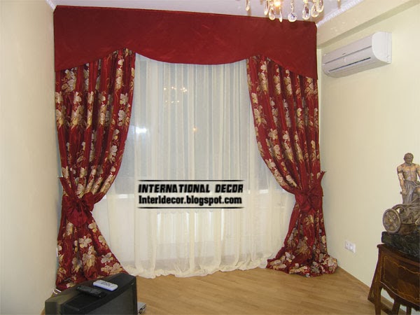 red curtains, Luxury red curtain patterned and red valance