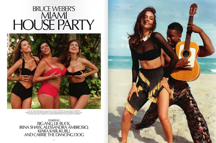 Miami House Party — Alessandra Ambrósio, Irina Shayk, Kiara Kabukuru, Big Ang, Lil Buck & Carrie The Dancing Dog By Bruce Weber 