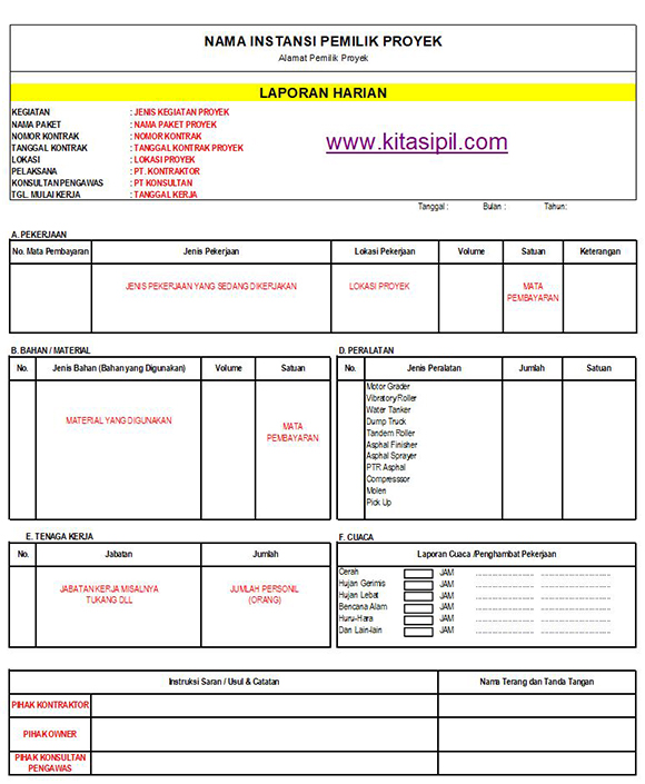 Contoh Format Laporan Bulanan