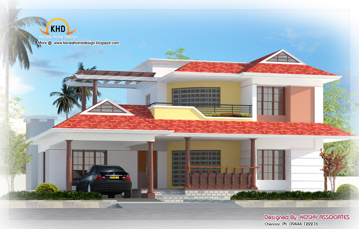 Nice duplex house elevation - 2600 Sq. Ft - Kerala home design and ...