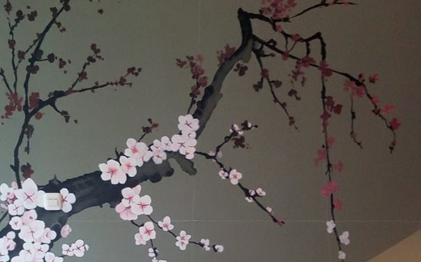 Jasa Lukisan Mural Bunga Sakura Terbaru
