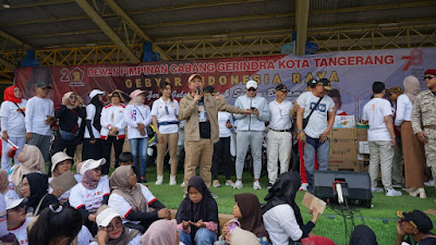 Ribuan Kader simpatisan Partai Gerindra penuhi Alun-alun Ahmad Yani Kota Tangerang 