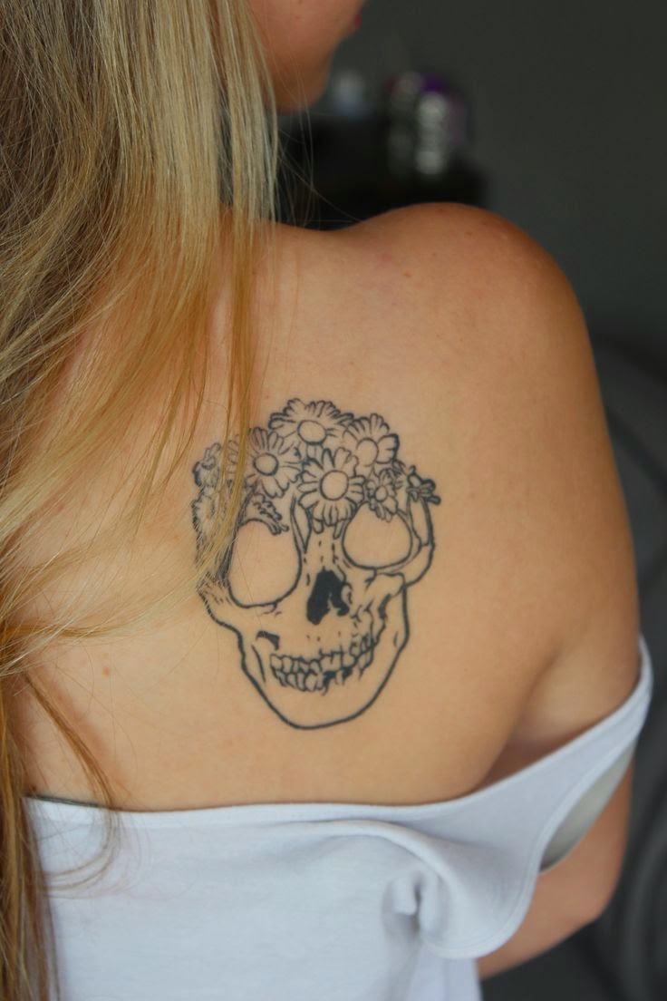 Lovely Skull Women Back Tattoos, Skull Tattoos of Women Back, Women Love Skull Back Tattoos, Tattoos of Women Back with Skull Images, Women, Parts, Artist,