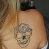 Black Skull White Women Back Shoulder Tattoo Designs