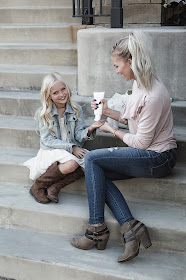 mommy and me fall style booties boots denim jeans blonde platinum ideas outfit