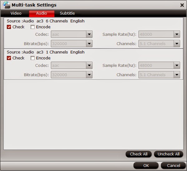 Multi-track settings