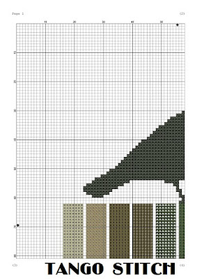 Black silhouette bird on the fence cross stitch pattern - Tango Stitch