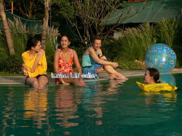 Katrina Kaif with her sisters in the swimming pool