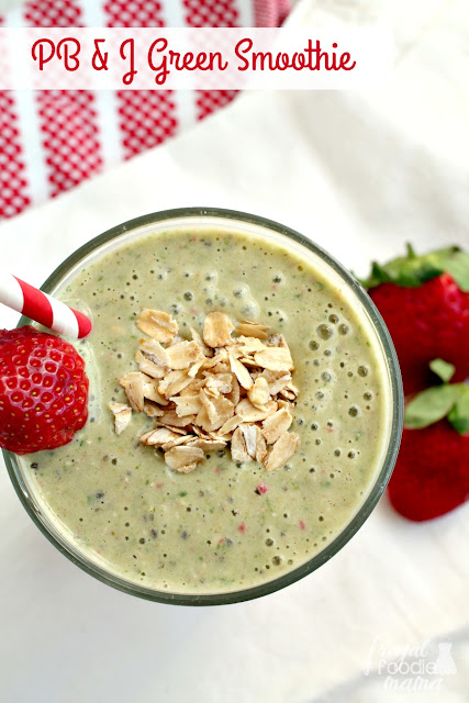 Enjoy all the deliciousness of a peanut butter & jelly sandwich in this creamy & healthy PB&J Green Smoothie.