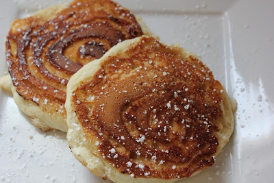 cinnamon swirl pancakes ready to eat