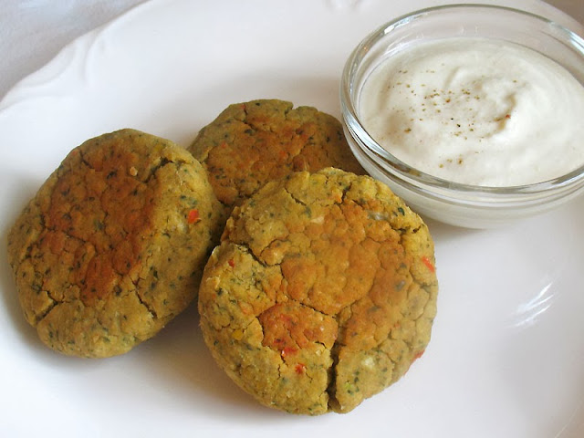 baked falafel with lemon tahini sauce