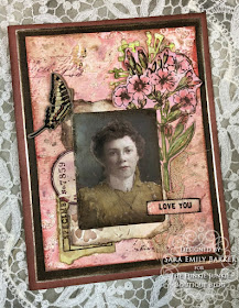 Sara Emily Barker https://sarascloset1.blogspot.com/2020/05/vintage-pink-inspiration.html Mixed Media Card #timholtz #stampersanonymous #rangerdistress #ideaology 1