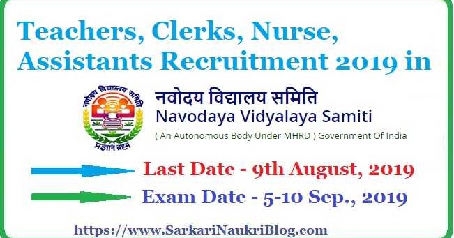 Navodaya Vidyalaya Commissioner Teacher Clerk Nurse