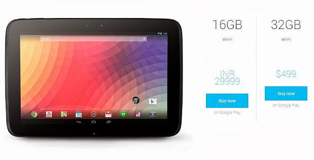 Google Nexus 10 listing