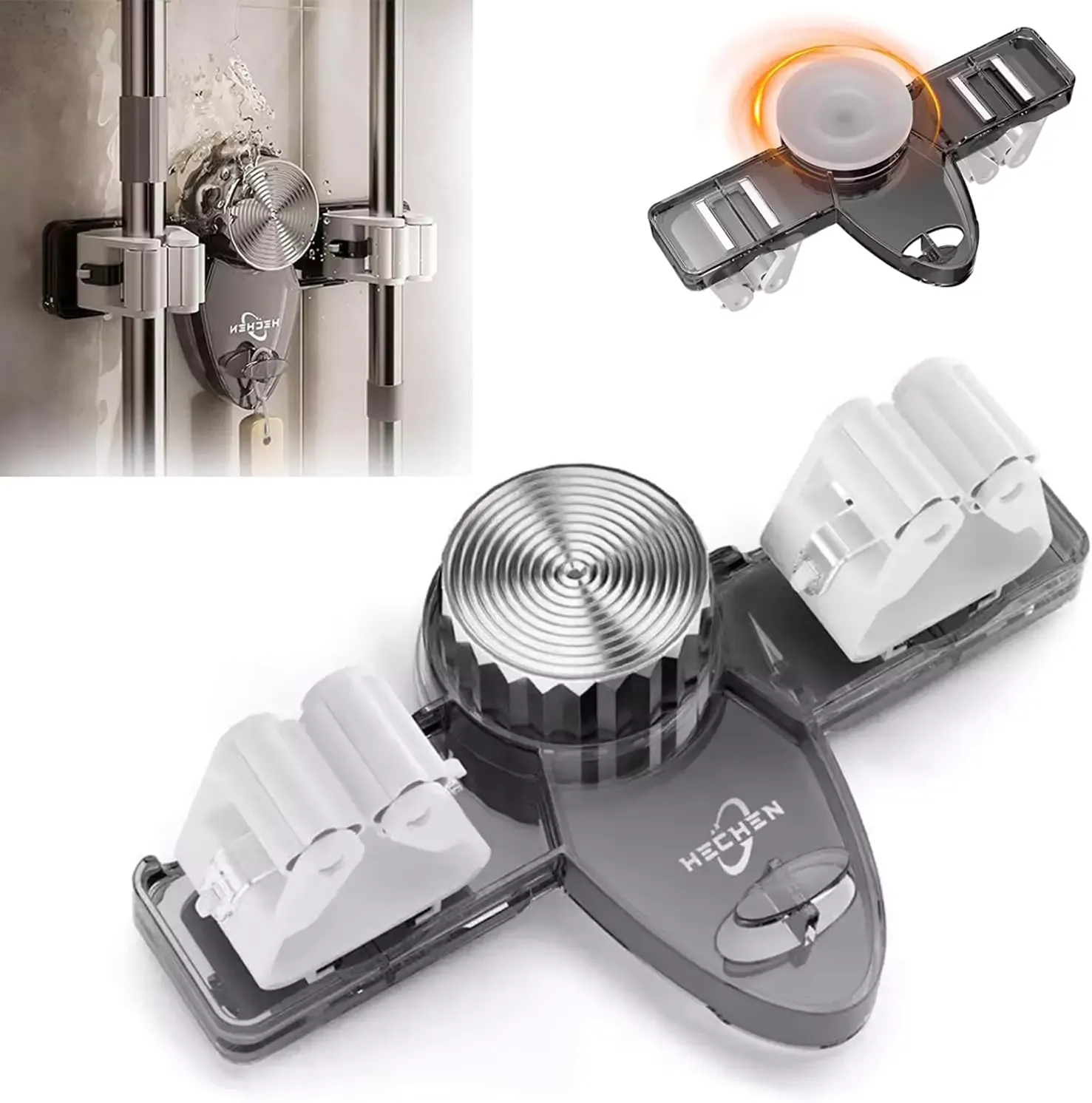 Wall Mount Suction Cup Mop and Broom Holder