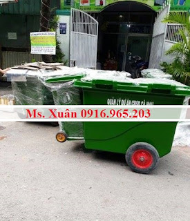 Bán xe rác đôi 800 lít mẹ bồng con nhựa composite