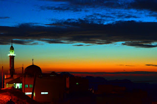 mosque at sunset in wadi musa jordan near petra