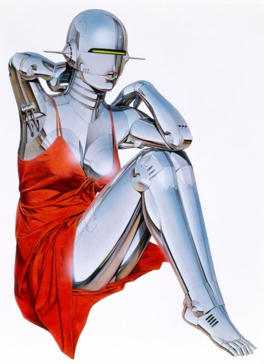 Hajime Sorayama ilustrações arte pinturas mulheres robôs metálicas ficção fantasia surreal cyberpunk vintage cromadas