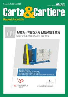 Carta & Cartiere 2020-01 - Gennaio & Febbraio 2020 | CBR 96 dpi | Bimestrale | Professionisti | Cartotecnica | Tecnologia | Ricerca
Carta & Cartiere è la rivista italiana dedicata al settore dell'Industria Cartaria.
É inviata gratuitamente ai responsabili e ai tecnici di tutte le cartiere italiane. Viene distribuita in Italia ai trasformatori di carte tissue e agli ondulatori.