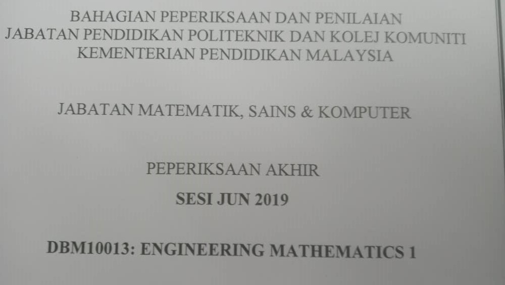JADUAL Peperiksaan DBM10013 sesi Disember 2019 - Nota 
