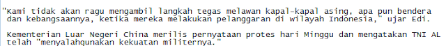 Meskipun Di Protes Oleh China TNI AL Bersikeras akan Tetap Ambil Tindakan Tegas Terhadap Kapal Kapal Asing Yang Langgar Aturan Negara Republik Indonesia