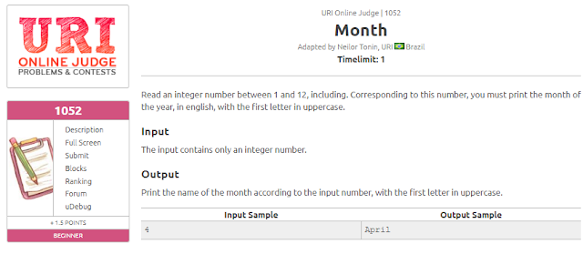 URI 1052 Month Solution in C++