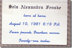 1981-08-10 Sela's Birth Announcement 2