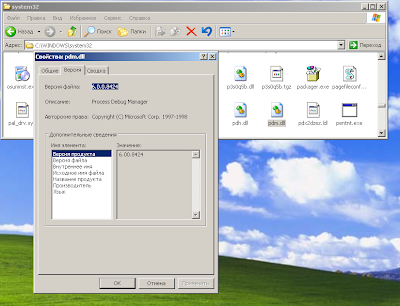 окно дебага со старой версией pdm.dll